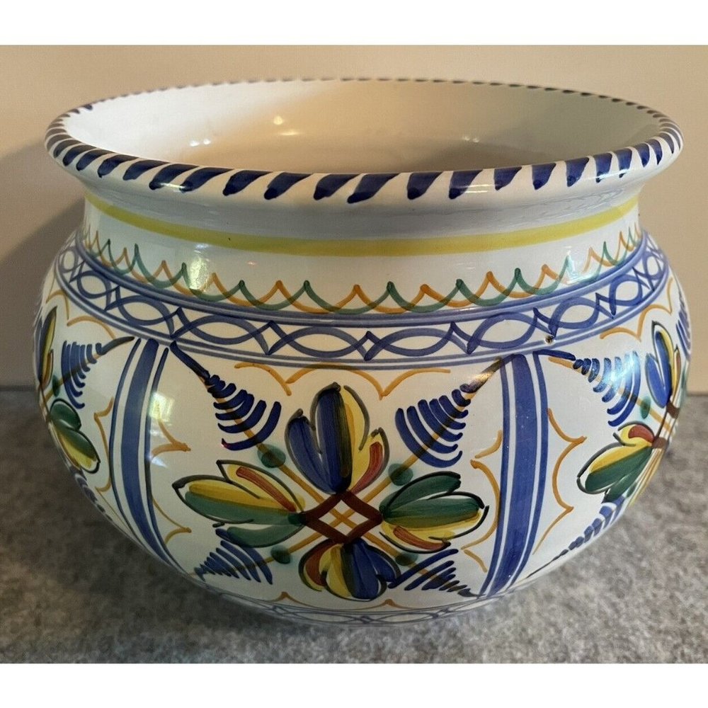 Vintage Handpainted Bowl from Portugal 6" tall by 8" wide #564